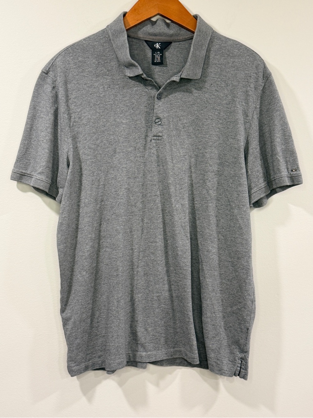 Calvin Klein Mens Heather Gray Short Sleeve Polo Size L